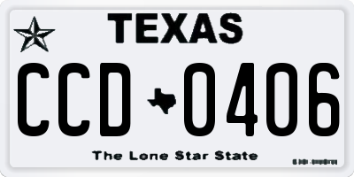 TX license plate CCD0406