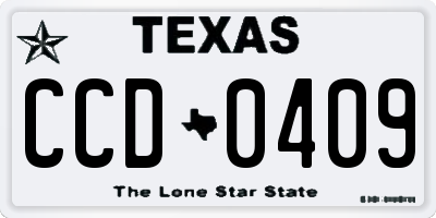 TX license plate CCD0409