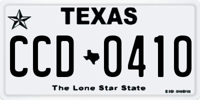 TX license plate CCD0410
