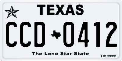 TX license plate CCD0412