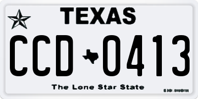 TX license plate CCD0413