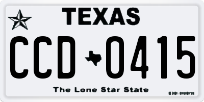 TX license plate CCD0415