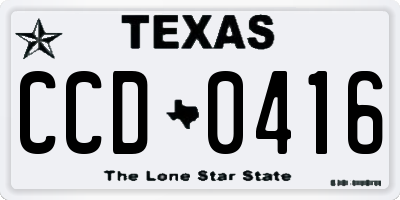 TX license plate CCD0416