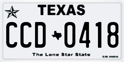 TX license plate CCD0418