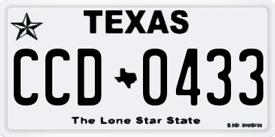 TX license plate CCD0433