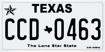 TX license plate CCD0463