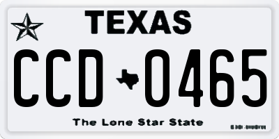 TX license plate CCD0465