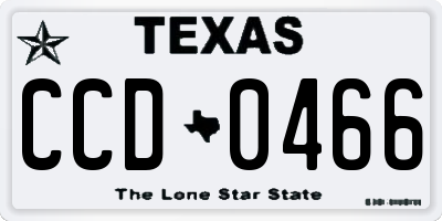 TX license plate CCD0466