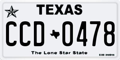 TX license plate CCD0478