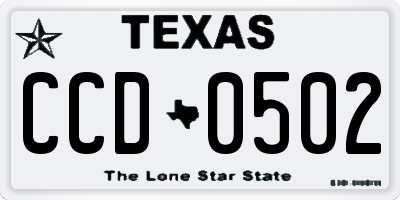 TX license plate CCD0502