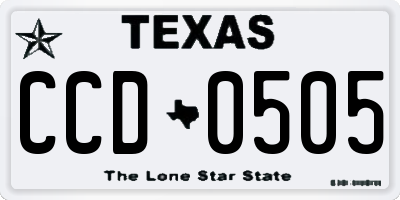 TX license plate CCD0505