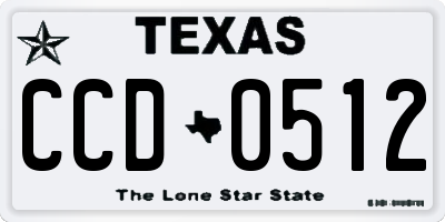 TX license plate CCD0512