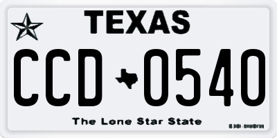 TX license plate CCD0540