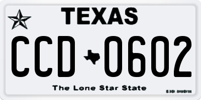 TX license plate CCD0602
