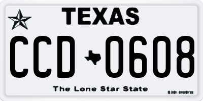 TX license plate CCD0608