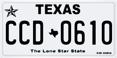 TX license plate CCD0610