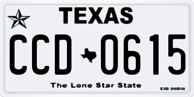 TX license plate CCD0615