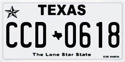 TX license plate CCD0618