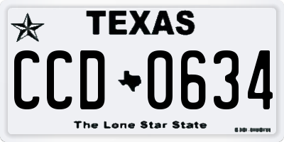 TX license plate CCD0634
