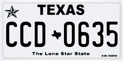 TX license plate CCD0635