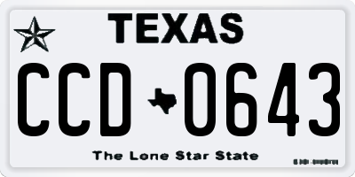 TX license plate CCD0643