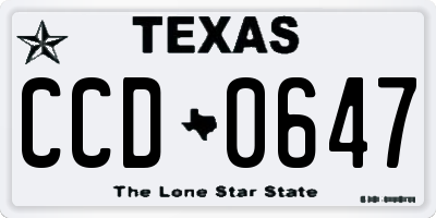 TX license plate CCD0647