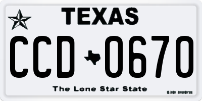 TX license plate CCD0670