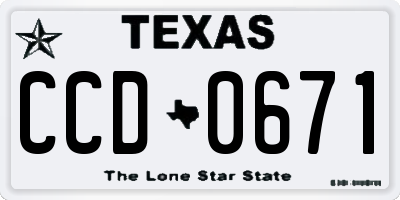 TX license plate CCD0671
