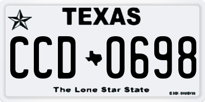TX license plate CCD0698