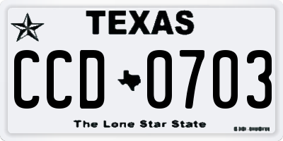 TX license plate CCD0703