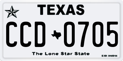 TX license plate CCD0705