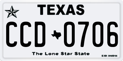 TX license plate CCD0706