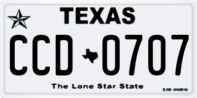 TX license plate CCD0707