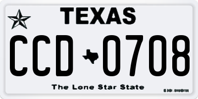 TX license plate CCD0708