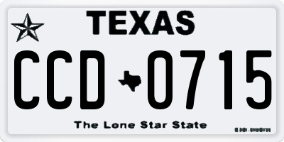 TX license plate CCD0715