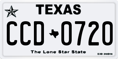 TX license plate CCD0720