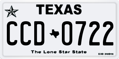 TX license plate CCD0722