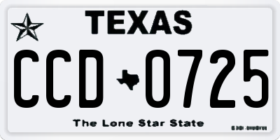 TX license plate CCD0725