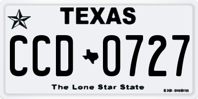 TX license plate CCD0727