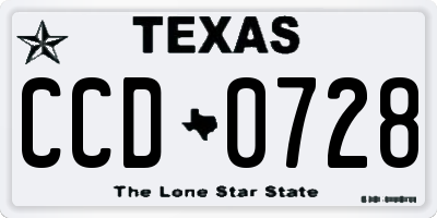 TX license plate CCD0728