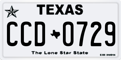 TX license plate CCD0729