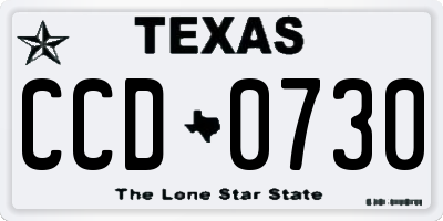 TX license plate CCD0730