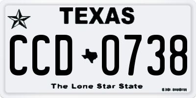 TX license plate CCD0738