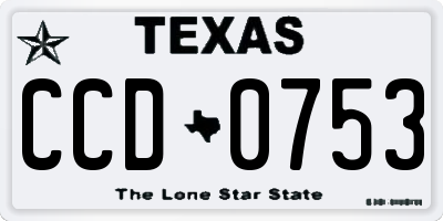 TX license plate CCD0753