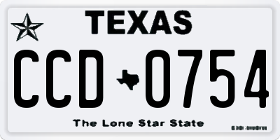 TX license plate CCD0754