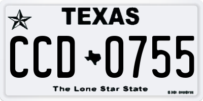 TX license plate CCD0755