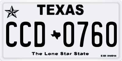 TX license plate CCD0760