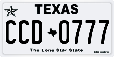 TX license plate CCD0777