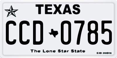 TX license plate CCD0785