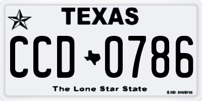 TX license plate CCD0786